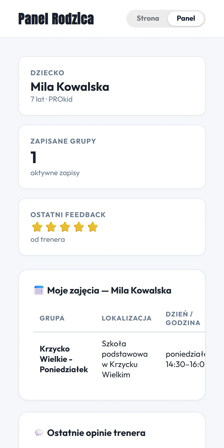 Panel rodzica